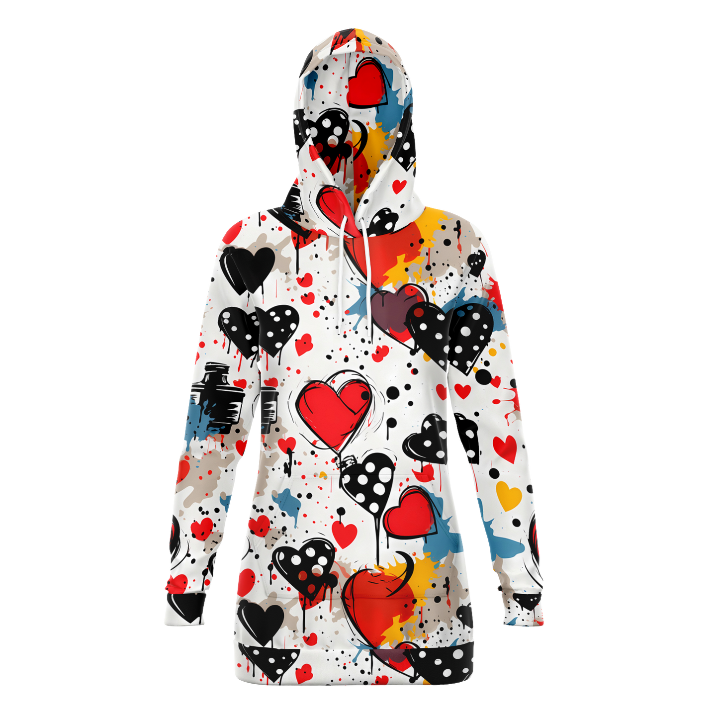 Splash of Hearts  - Hooded Dress