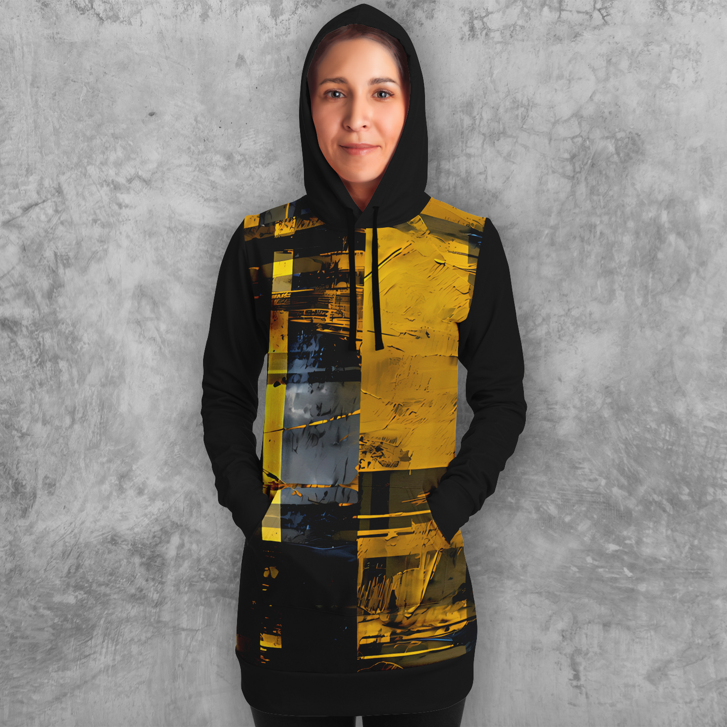 Yellow Tartan style - Hooded Dress