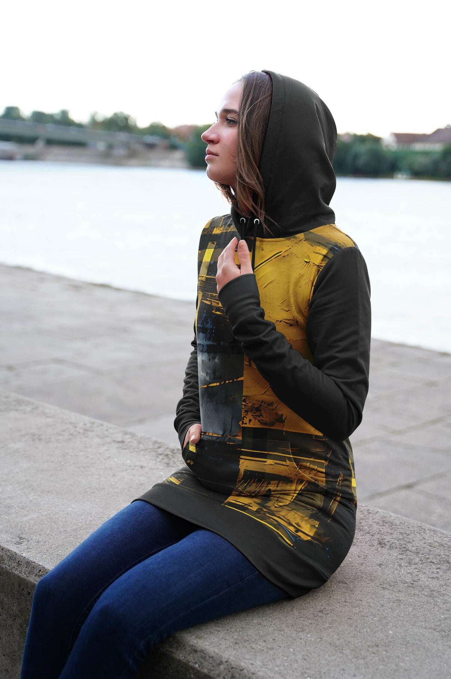 Yellow Tartan style - Hooded Dress