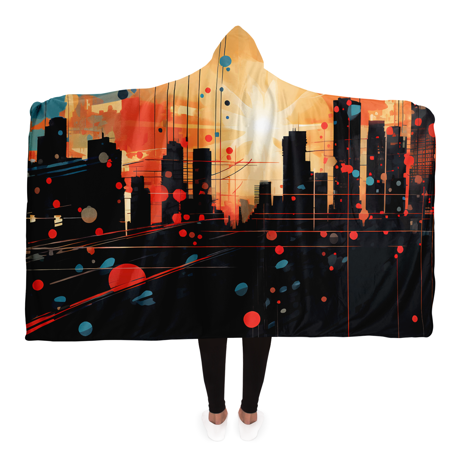 Sunset City Art - Hooded Blanket