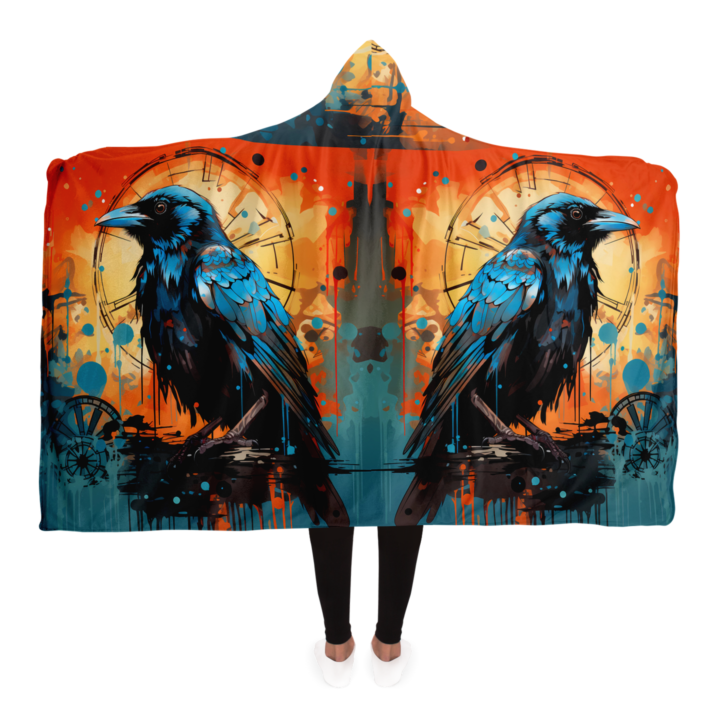 Sunset Crows - Hooded Blanket