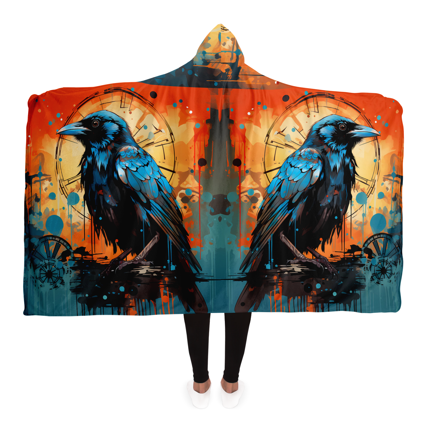 Sunset Crows - Hooded Blanket